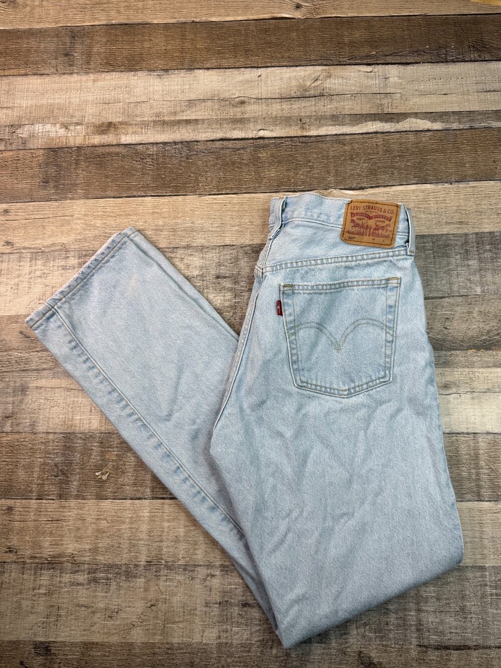 Levi's Womens 501 Straight Leg Button Fly Light Blue Denim Jeans 29x32 Cotton